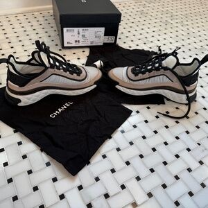 Chanel Suede Calfskin CC Sport Lace Up Sneakers